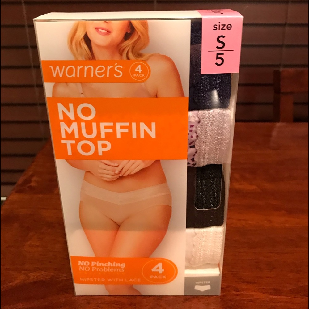 Warners Brand New 4 Pack Womans Panties No Muffin Top White Black Pink Gray S 5